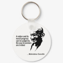 Mahatma Gandhi Animal Rights keychains by Earth_Day_TShirts Mahatma Gandhi Animal Rights keychains