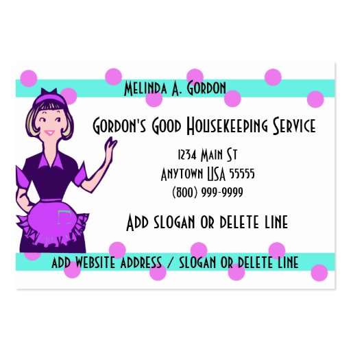 Maid And Cleaning Service Business Cards (front side)