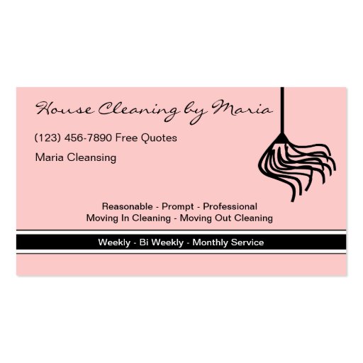 Maid Housekeeper Business Cards (front side)