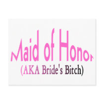 Maid Of Honor (AKA Bride's Bitch Pink) Postcards