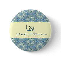 Maid of Honor Button Sweet Blue Stars Pattern