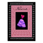 Maid of Honor Invitation PURPLE Dress Petal Trim Greeting Cards