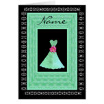 Maid of Honor Invite MINT GREEN Dress Petal Trim Cards