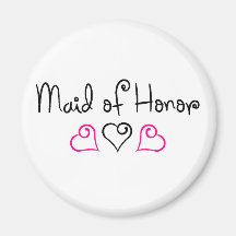 Maid Of Honor Pink Black Hearts Refrigerator Magnets