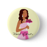 Maid Of Honor Pink Wedding Gown Button