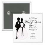 Maid of honor swirls wedding favor pinback button