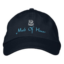 Maid Of Honor Wedding I Navy embroidered hats by Fashioncasbah Maid Of Honor Wedding I Navy embroidered hats