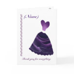 MAID OF HONOR Wedding Thank You - PURPLE Gown Greeting Cards