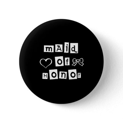 Maid of Honor White on Black Buttons