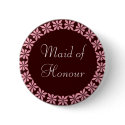 Maid of Honour Pink Flowers I.D. Button