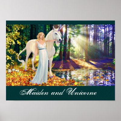 Maiden & Unicorne Artistic Poster by DARLENE by DarleneArtist