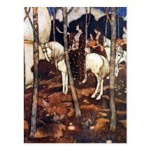 Maidens on White Horses Vertical Postcard
