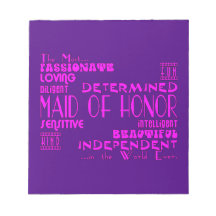 Maids of Honor Wedding Party Favors : Qualities Notepad