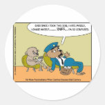 Mail Dog In Therapy Funny Offbeat Cartoon Gifts Round Stickers