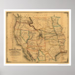 Mail Route Railroad Map 1859 Posters