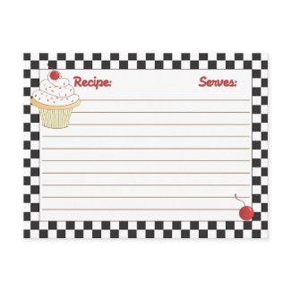 Mailable Cherry Cupcake Recipe Cards postcard