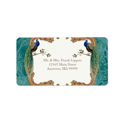 Mailing Labels - Golden Peacock & Calligraphy