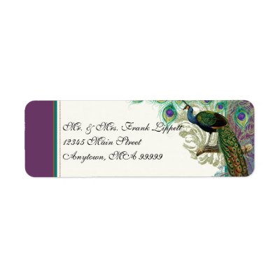 Mailing Labels - Vintage Peacock, Feathers n Etch