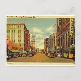 Main St., Akron, Ohio Vintage postcard