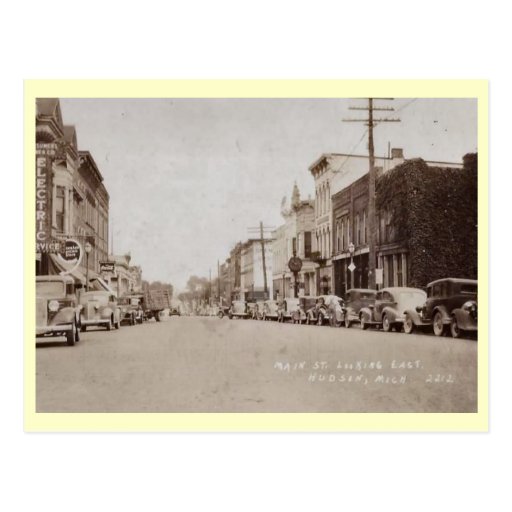 Main St., Hudson, Michigan Vintage Postcard Zazzle