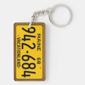 Maine 1968 Vintage License Plate Keychain Rectangle Acrylic Key Chains