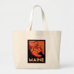 Maine art deco retro travel poster canvas bags