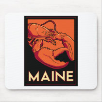 Maine art deco retro travel poster mouse mats