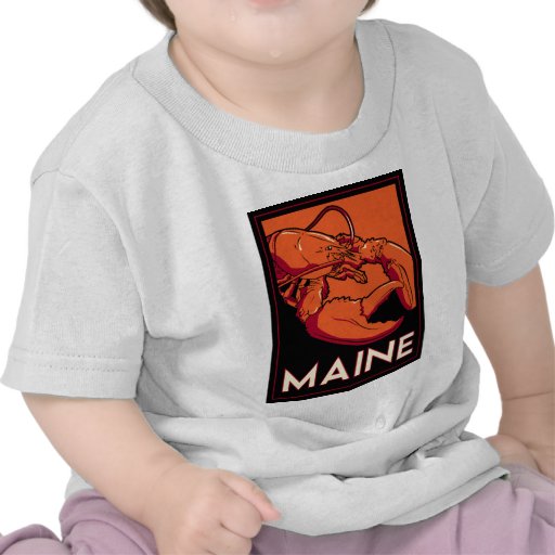 Maine art deco retro travel poster t-shirt