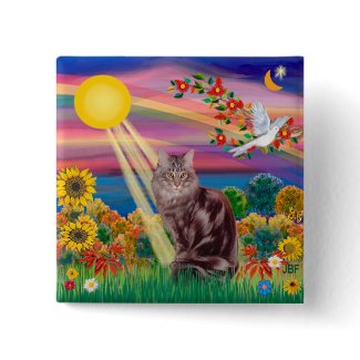 Maine Coon Cat Tabby in Autumn Sun