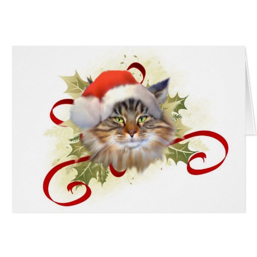 Maine Coon Cat Christmas Card | Zazzle