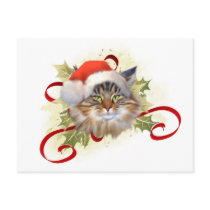 Maine Coon Cat Christmas Postcard by jaisjewels Maine Coon Cat Christmas Postcard