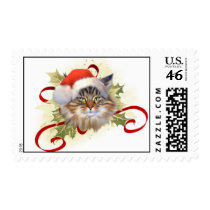 Maine Coon Cat Christmas Stamps