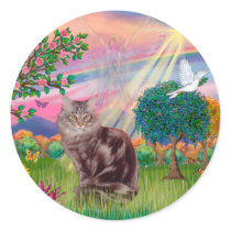 Maine Coon Cat  - Cloud Angel Round Sticker