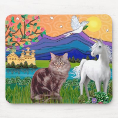Maine Coon Cat - Fantasy Land mouse mats