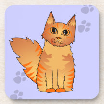 Maine Coon Cat - Orange Tabby Drink Coaster