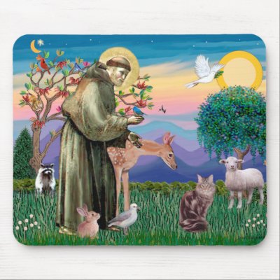 Maine Coon Cat - St Francis mouse pads