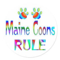 Maine Coons Rule Round Sticker