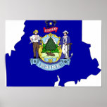 Maine Flag Map Poster