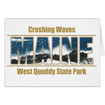Maine Image Text - Waves Crashing Greeting Cards