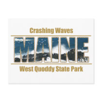 Maine Image Text - Waves Crashing Postcards
