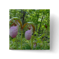 Maine Lady Slippers in Wells Maine - photo by Wend Pinback Button