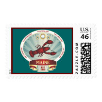 Maine Lobster Crest Postage Stamp