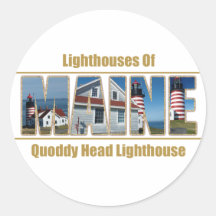 Maine Quoddy Head Lighthouse Image Text Stickers