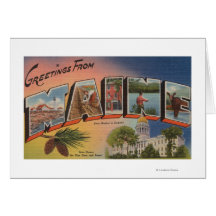 Maine (State Capital/Flower)Large Letter Greeting Card