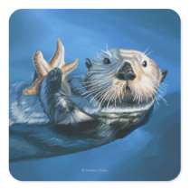 MaineSea Otter Scene Square Sticker