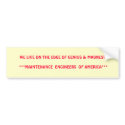 MAINTENANCE ENGINEER BUMPERSTICKER
