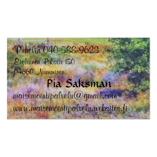 Maisemointipalvelu Business Card Templates (back side)