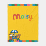 Maisy Writes Postcards under Blue Umbrella Fleece Blanket