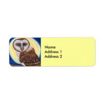 Majestic Brown Spotted Owl Moon Custom Return Address Labels