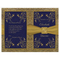 Majestic Navy and Gold Wedding Program Flyers